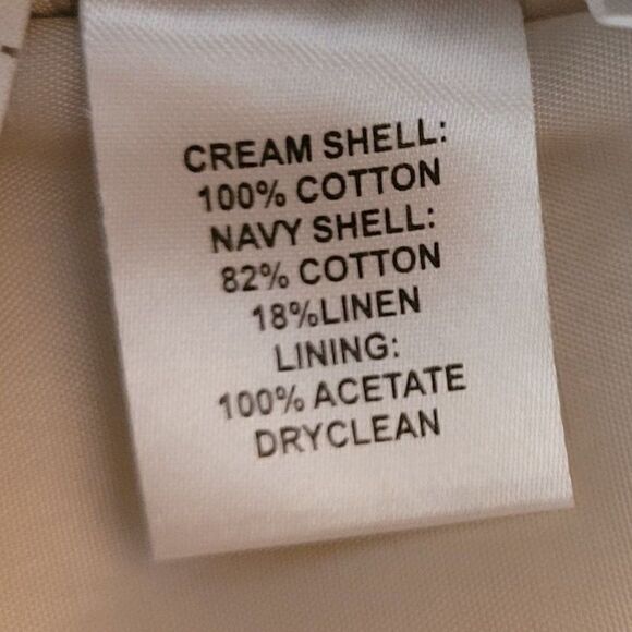 Ann Taylor Loft Tan Burlap Textured Linen Blend Navy Striped A-line Skirt Sz 8 - Picture 5 of 9